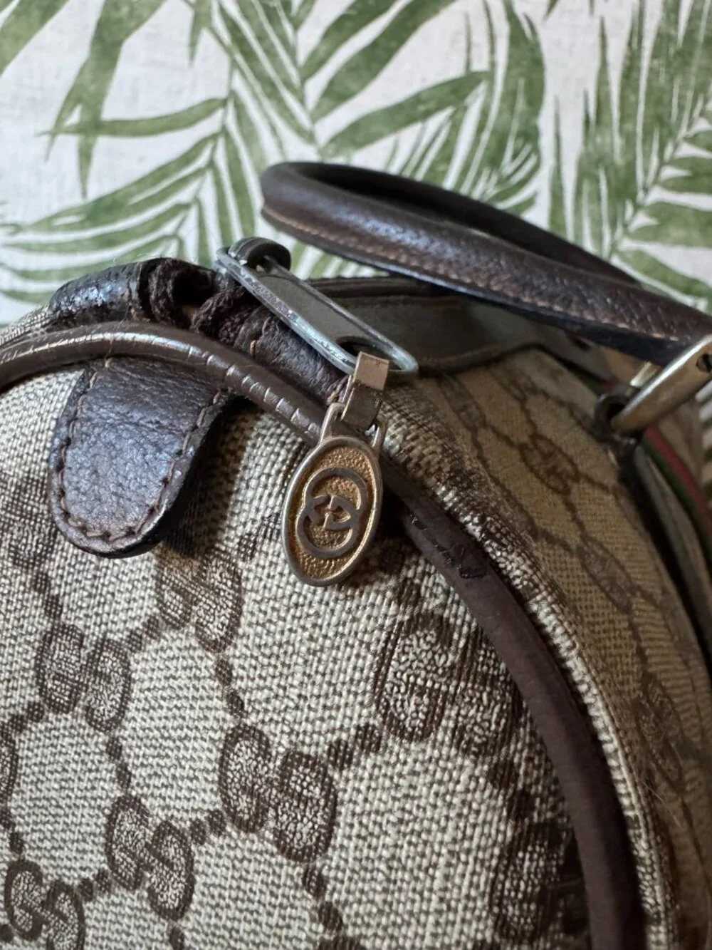 Vintage Gucci GG Monogram Web Stripe Boston Satchel - Picture 5 of 16